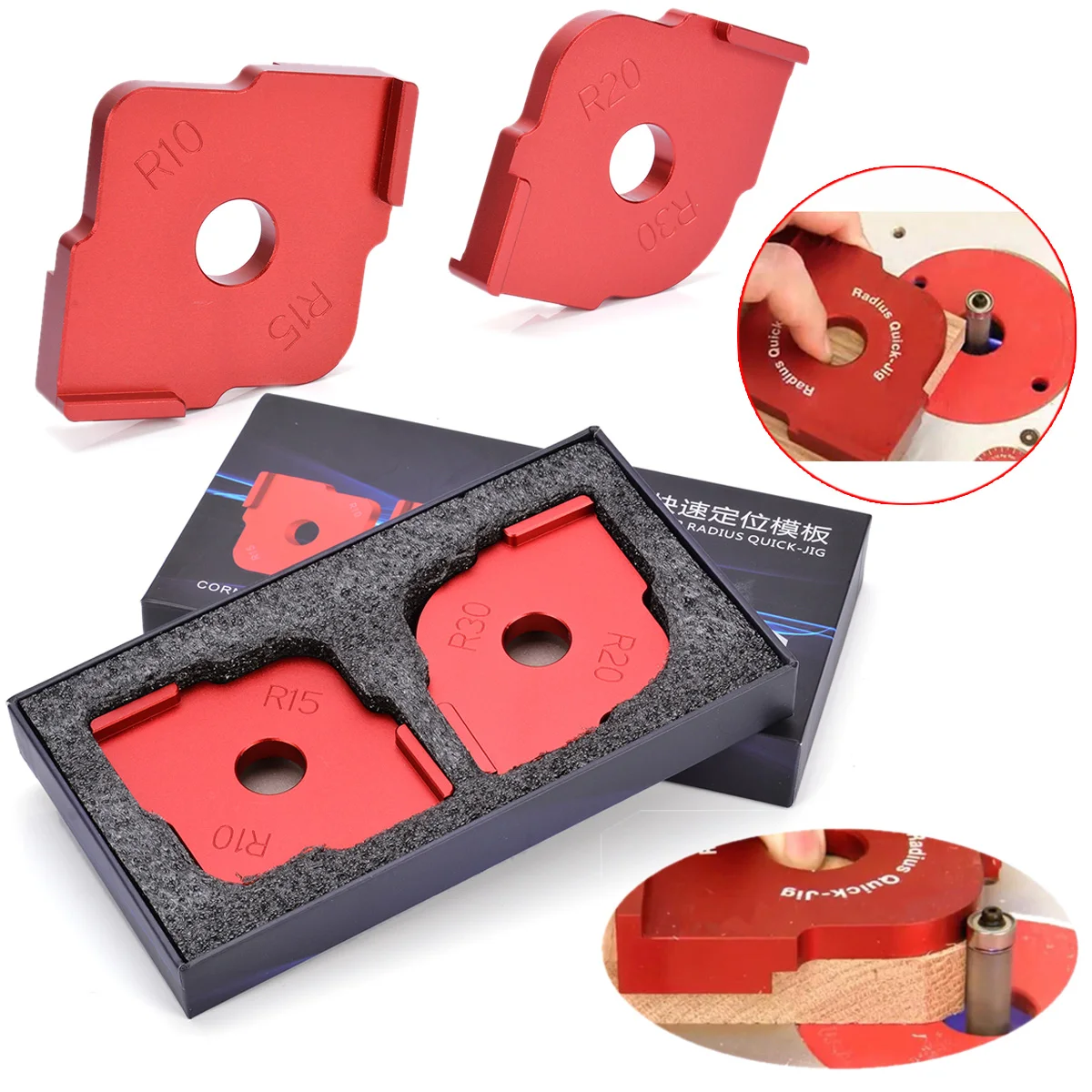 

1Set Radius Quick-Jig Router Table Bit Corner Jig Templates with Box Mayitr For Woodworking Tools