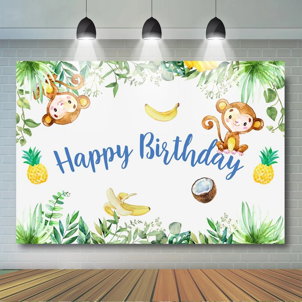 Banderole De Decoration D Anniversaire Theme Animaux Singe Safari Fete D Anniversaire Aliexpress Electronique
