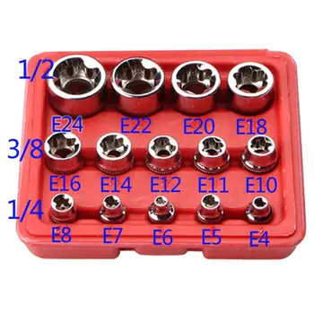 

14 PC E-type Female Bit Socket Set 1/2"/3/8"/1/4" Drive E4 -E24