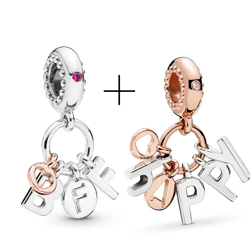 2 шт./лот, подвески Forever Friends, подходят для оригинальных браслетов Pandora, ожерелья для друзей, влюбленных, изготовление ювелирных изделий, аксессуары для ювелирных изделий