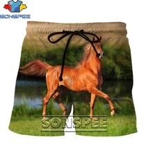 SONSPEE Horse Fashion  Funny 3D print Men Beach Shorts Summer Men's Fashion Casual Swimming Board Shorts Drop Shipping