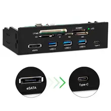 Многопортовый ПК Передняя панель внутренний USB3.0 eSATA type-C TF S D кардридер концентратор