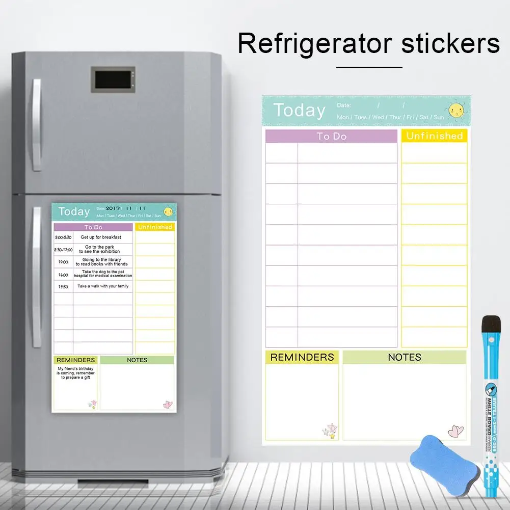 

Household Rewritable Refrigerator Sticker Family Trip Schedule Tile Dry Erase Planner Board Magnetic Fridge Calendar Organizer B