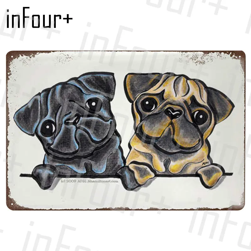 Cute Dogs Metal Plate Tin Sign Plaque Vintage Decor Poster Home Bar Pub Decoration Posters | Дом и сад
