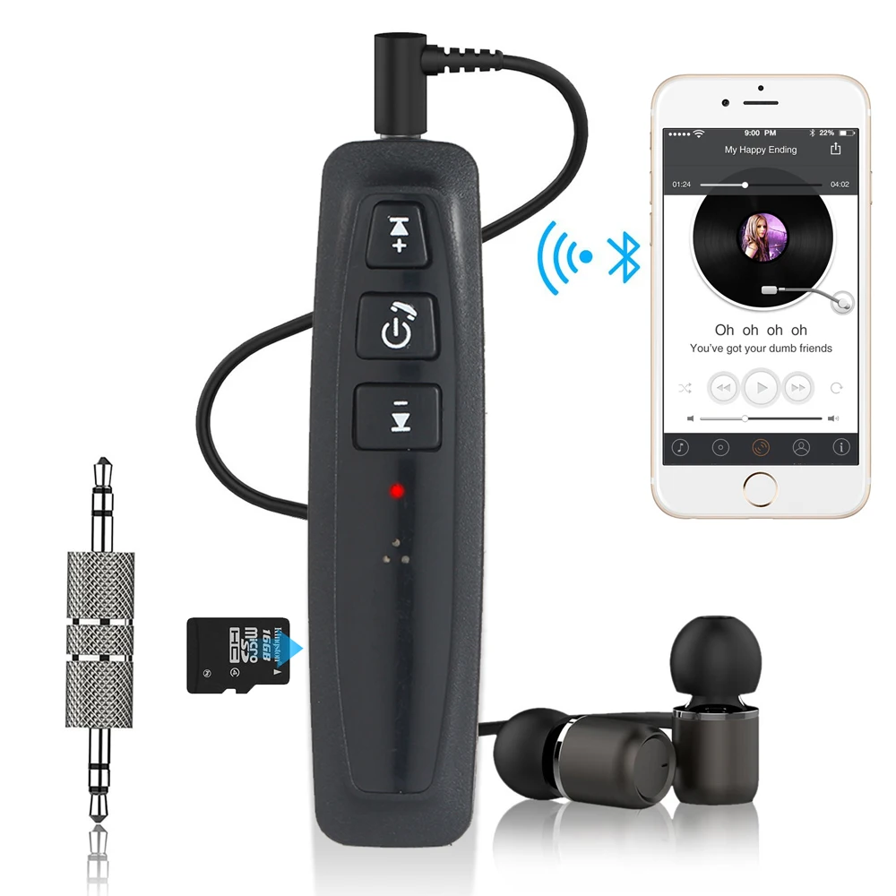 Bluetooth приемник 4,1 Aux 3,5 мм аудио беспроводной адаптер конвертер для наушников стерео система Автомобильные наушники Поддержка карты памяти