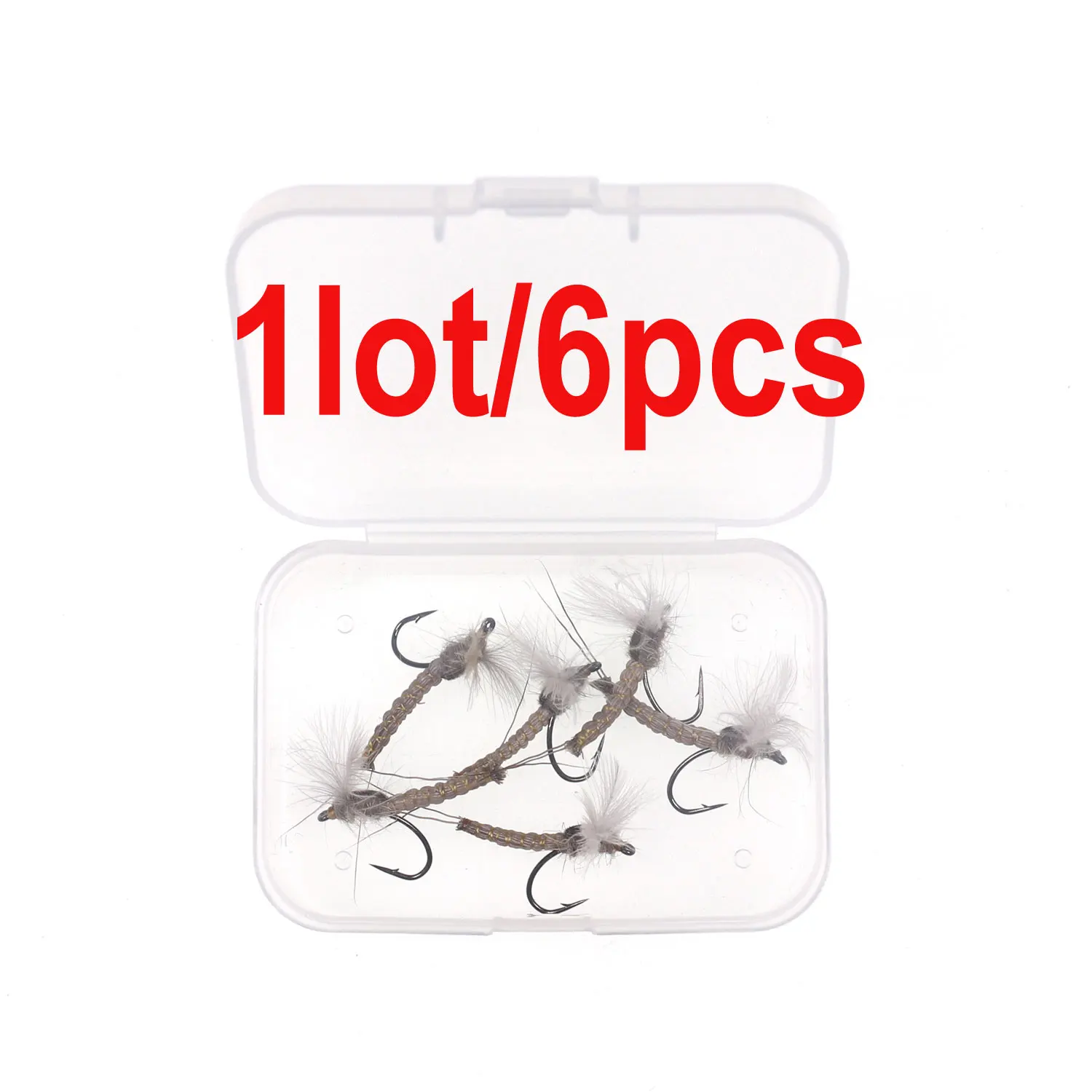 6pcs Bimoo 6 шт. размер#12 CDC перо крыло Mayfly сухая муха скалистая река рыболовные крючки в виде мухи для ловли форели приманки - Цвет: 6pcs