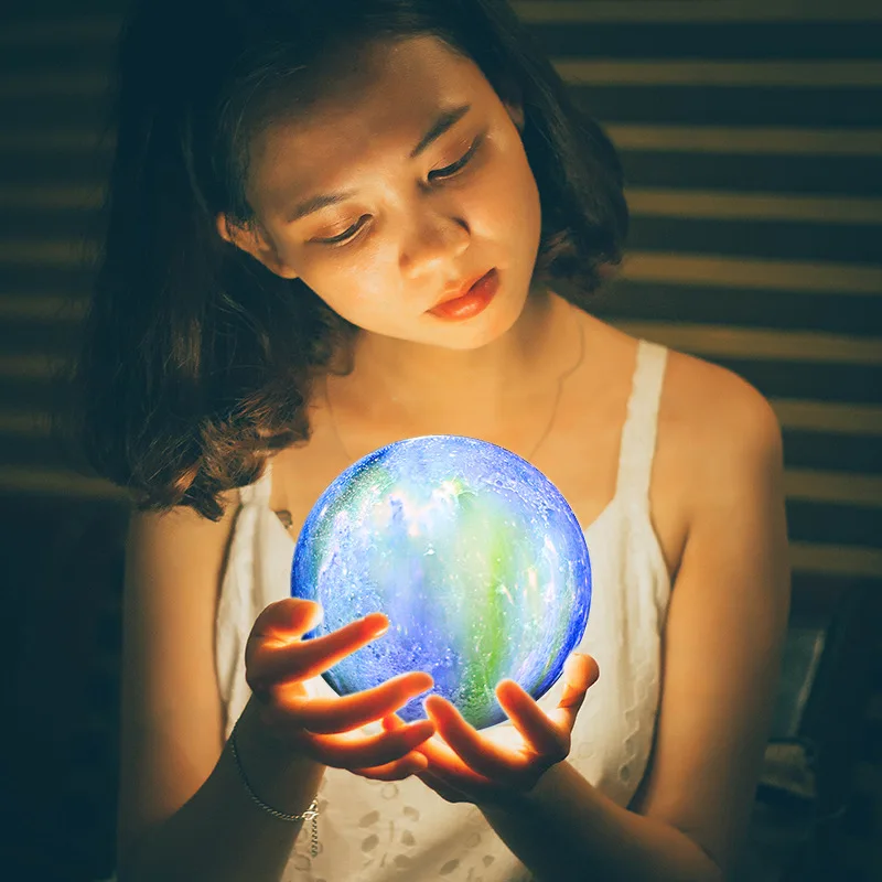 

Amazon Cross Border Hot Sales Coloured Drawing Dream Starry Sky 3D-printing Moon Lamp INS Gift Moon Planet Small Night Lamp