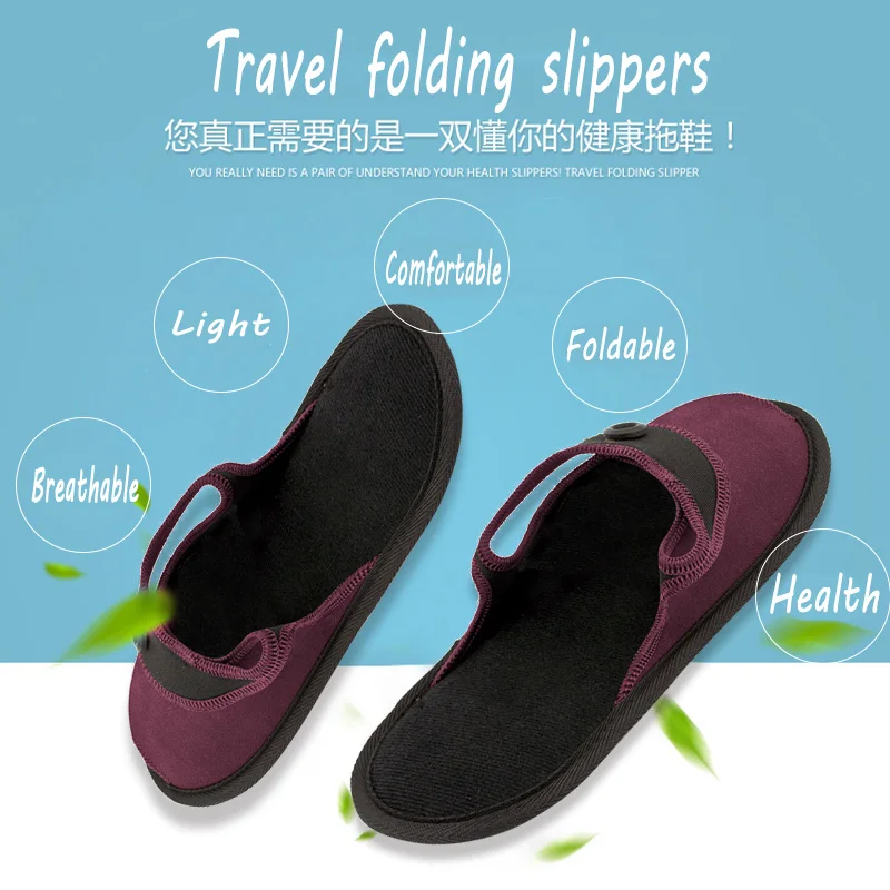 2020 Portable Folding Hotel Slippers Women Travel Goods Non-disposable Sweat-absorbent Breathable Lightweight Hotel Shoes Men