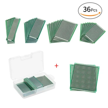 

36pcs Double Sided PCB Board Kit Universal Printed Circuit Protoboard +Transparent Case for DIY Soldering Electronic Projects