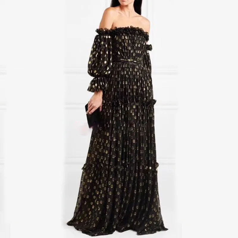 

New Golden Leopard Printed One Character Collar Dresses Dresses with Belt Ties and Dresses
