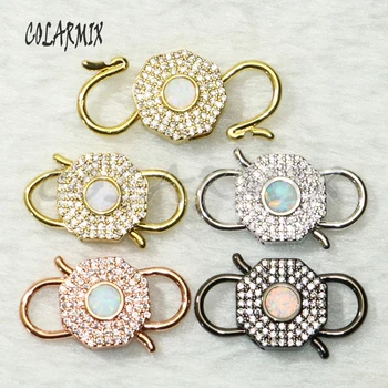 

4 Pcs lock clasp Zircon&opal clasp buckle jewelry Accessories for jewelry making Mix color pendant gift for lady