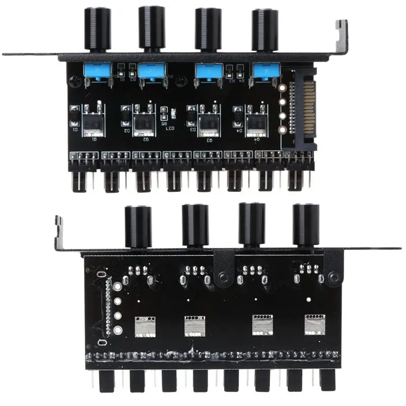 

PC 8 Channels Fan Hub 4 Knob Cooling Fan Speed Controller for CPU Case HDD VGA PWM Fan PCI Bracket 12V Fan Control Power Supply