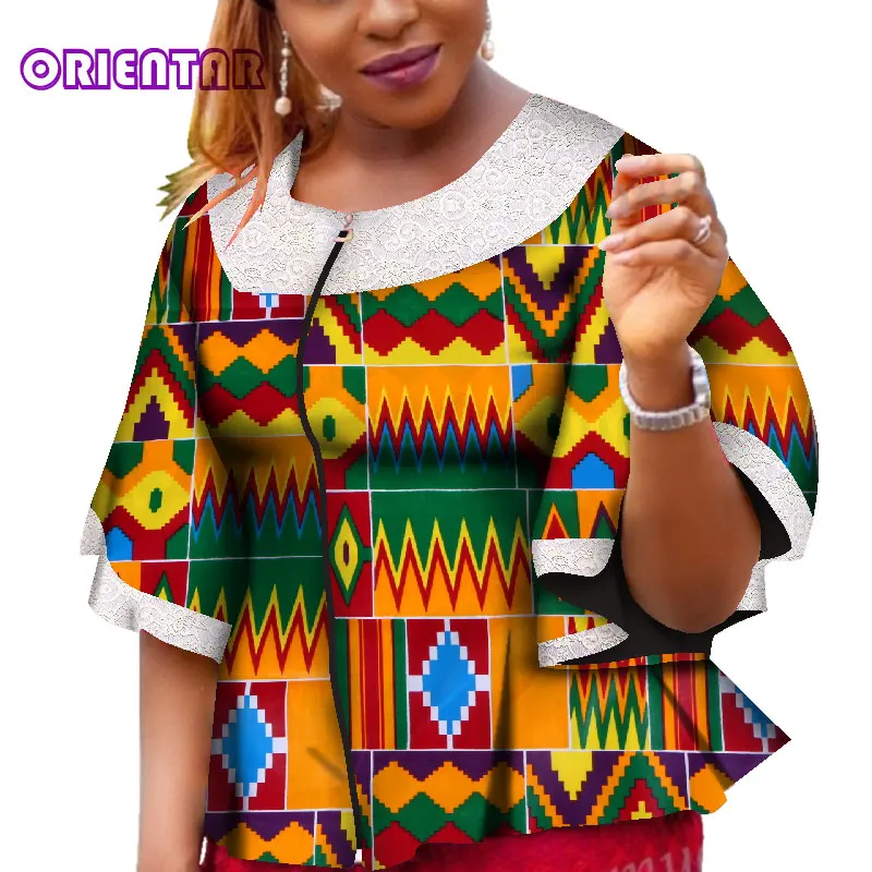Африканская одежда для женщин свободная футболка с рукавом и белым кружевом