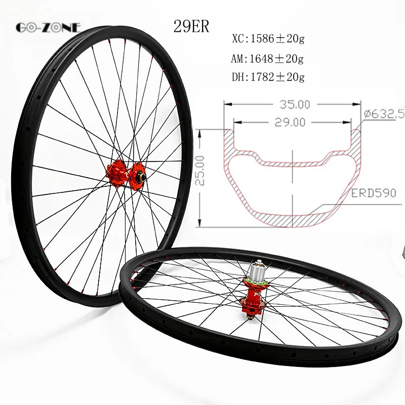 MTB карбоновые дисковые колеса 35x25 мм бескамерные bicicleta aro 29 hope 4 boost 110x15 148x12/через ось горный велосипед колеса столб 1420