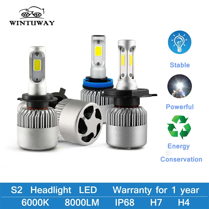 

WINTUWAY Car Headlight H7 LED H4 LED H1 H11 H27 880 HB4 9006 36W 8000LM 6500K 12V Auto COB LED Headlight