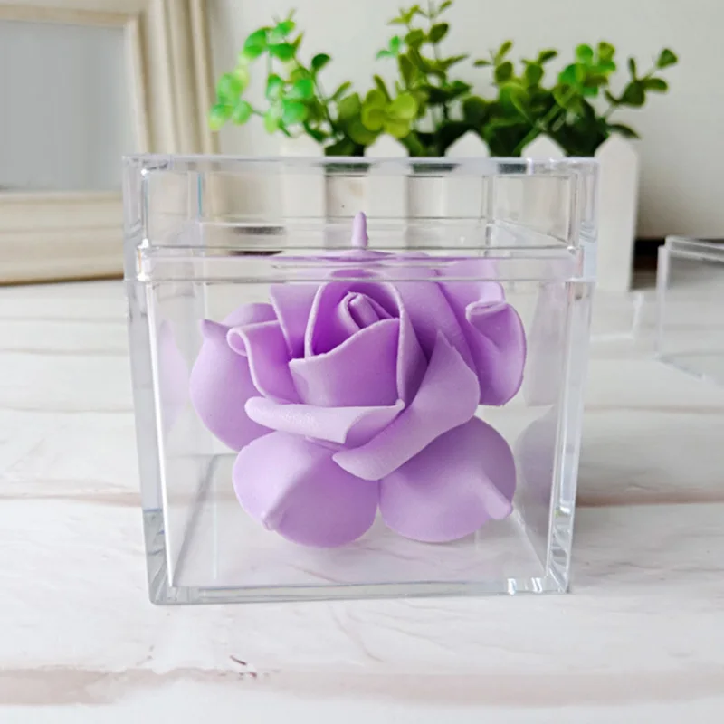 

12PCS 5CM Hollow Cube Clear Plastic Candy Boxes For Party Favor Gift Candies