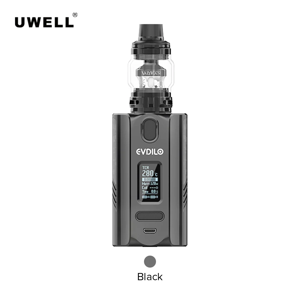 Uwell Evdilo Комплект 200W EVDILO мод 6 мл VALYRIAN Ⅱ бак Поддержка 18650/20700/21700 Батарея электронная сигарета Stareter комплект VS - Цвет: Black