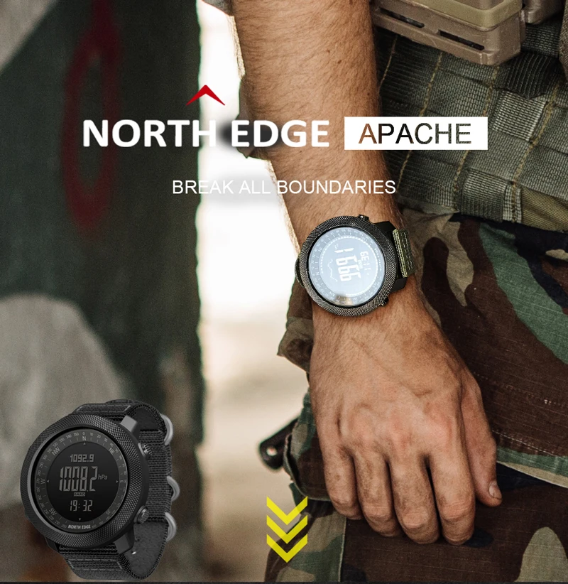 North Edge Смарт часы для мужчин спидометр спортивные часы для пешего туризма альтиметр барометр компас фитнес трекер цифровые носимые часы