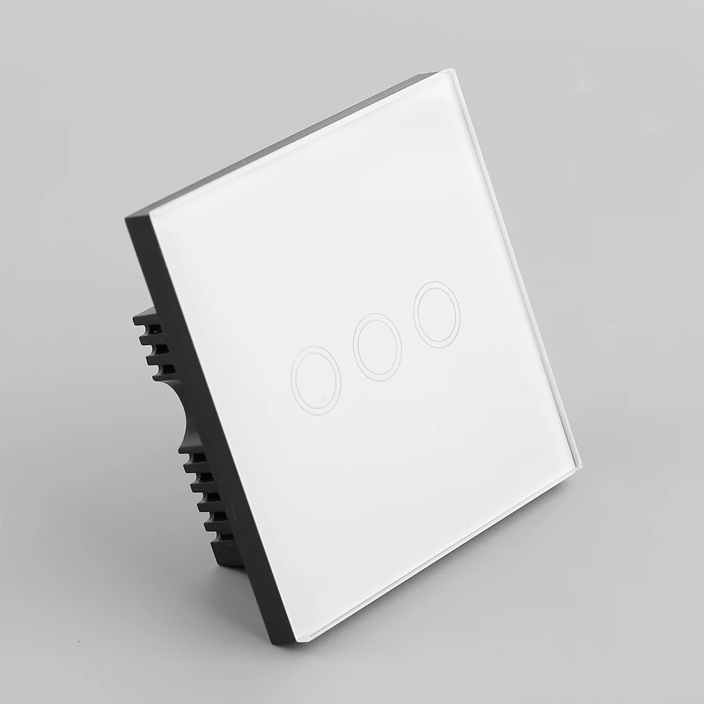 Умный дом белый кристалл стеклянная панель 3 цепи Великобритании Plug Light Touch и дистанционное управление переключатель экрана с Светодиодный индикатор