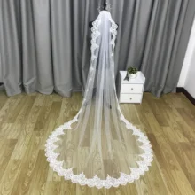 

Real Photo White Ivory 3 Meters Long Sequin Lace Wedding Veil One Layer of Bridal Veil with Comb wedding accessories