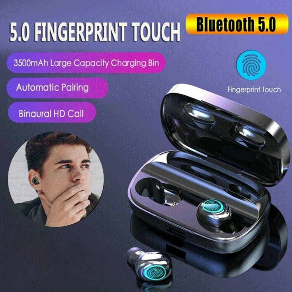 S11 V5.0 Bluetooth стерео наушники Беспроводной Водонепроницаемый сенсорный Bluetooth гарнитуры 2000 мА/ч, Батарея светодиодный Дисплей с зарядный чехол