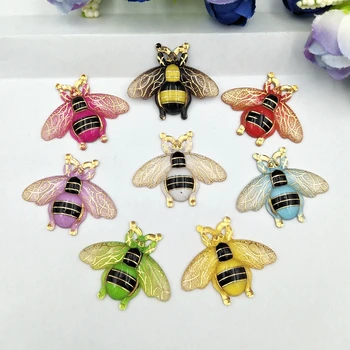 

New 10pcs Acrylic Rhinestone Bee Flat back Perforated sculpture handicraft with a scrapbook DIY on flat back A53