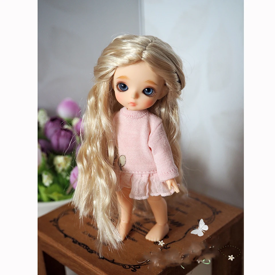 Bybrana Феи волна ролл 2 цвета bjd волосы 1/8 1/12 маленькая голова bjd парик для кукол