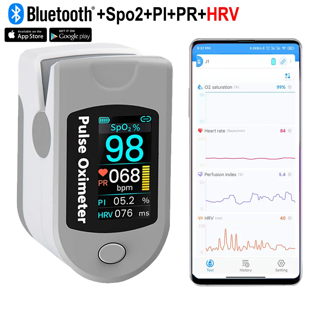Пульсоксиметр на палец Bluetooth мониторинг сна анализ данных оксиметр Монитор