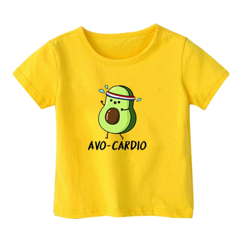 

New Cute Avo-avocado Girls Tops Kids Harajuku T Shirts Casual Toddler Kawaii Cat Baby Boys Short Sleeve Castmiseta Dropshipping