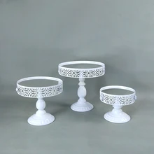 WHITE GOLD Mirror Round Metal Cake Stand Plate Home Wedding Birthday Party