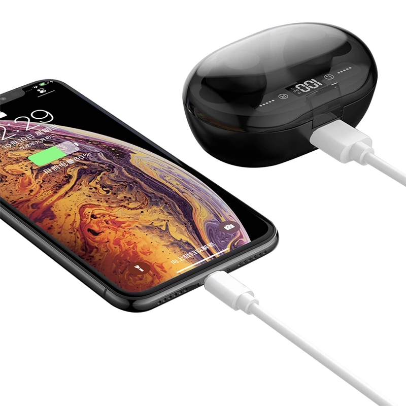 C8S Tws Bluetooth 5,0 наушники 6D стерео беспроводные наушники Водонепроницаемая гарнитура со светодиодным дисплеем зарядная коробка