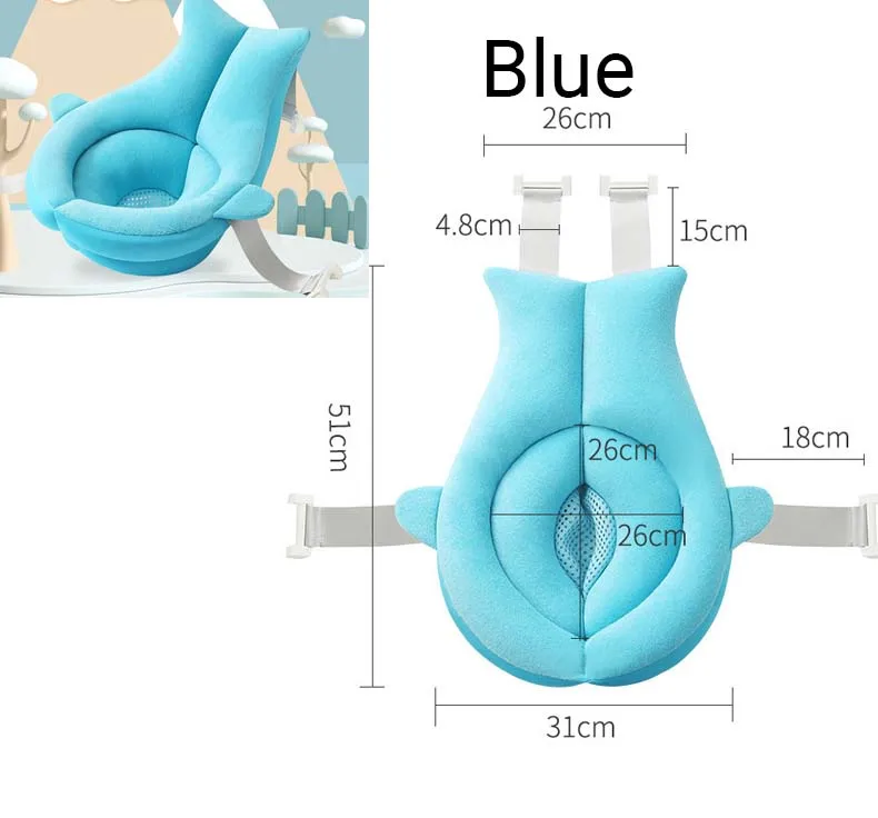 Новорожденный мультфильм Портативный Душ Ванна коврик Нескользящая Ванна коврик Детская ванна Безопасность Ванна Поддержка Подушка мягкая подушка - Цвет: blue