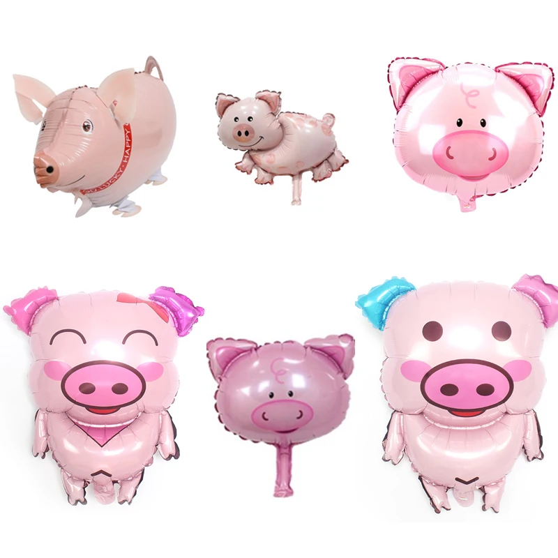 Воздушные шарики в виде животных прогулочная Розовая Свинья голова ребенок душ