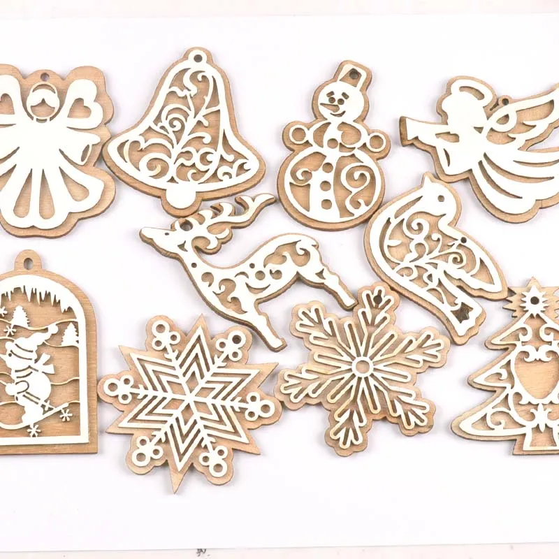 Снеговик/Ангел/снежинка белые деревянные ломтики подвесные украшения для рождественской елки рождественские поделки Ecor 2 шт Детские подарки m2528