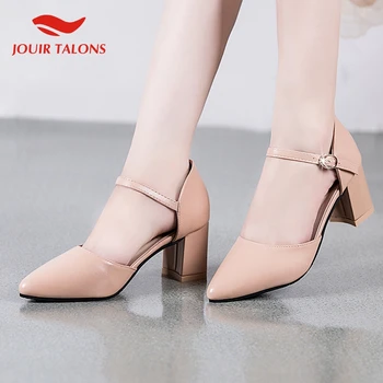 

JOUIR New Fashion 2020 Wholesale Chunky Heels Concise Sandals Woman Shoes Buckle Strap Solid Casual Shoes Women Sandals