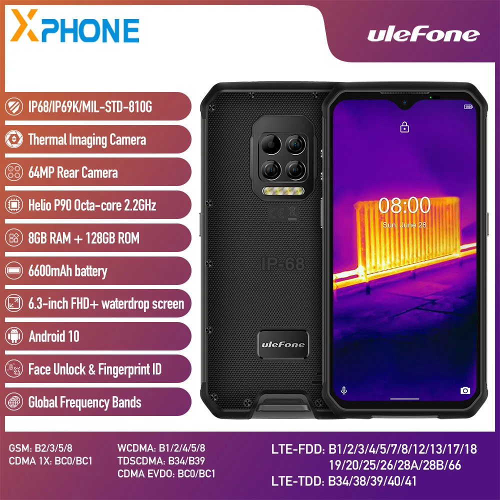 Ulefone Armor 9 Rugged Phone 8GB+128GB Thermal Imager camera scanner Face ID Fingerprint Identification 6600mAh 6.3‘’ Android10 Ulefone Armor 9 Rugged Phone 8GB+128GB Thermal Imager camera scanner Face ID Fingerprint Identification 6600mAh 6.3‘’ Android10