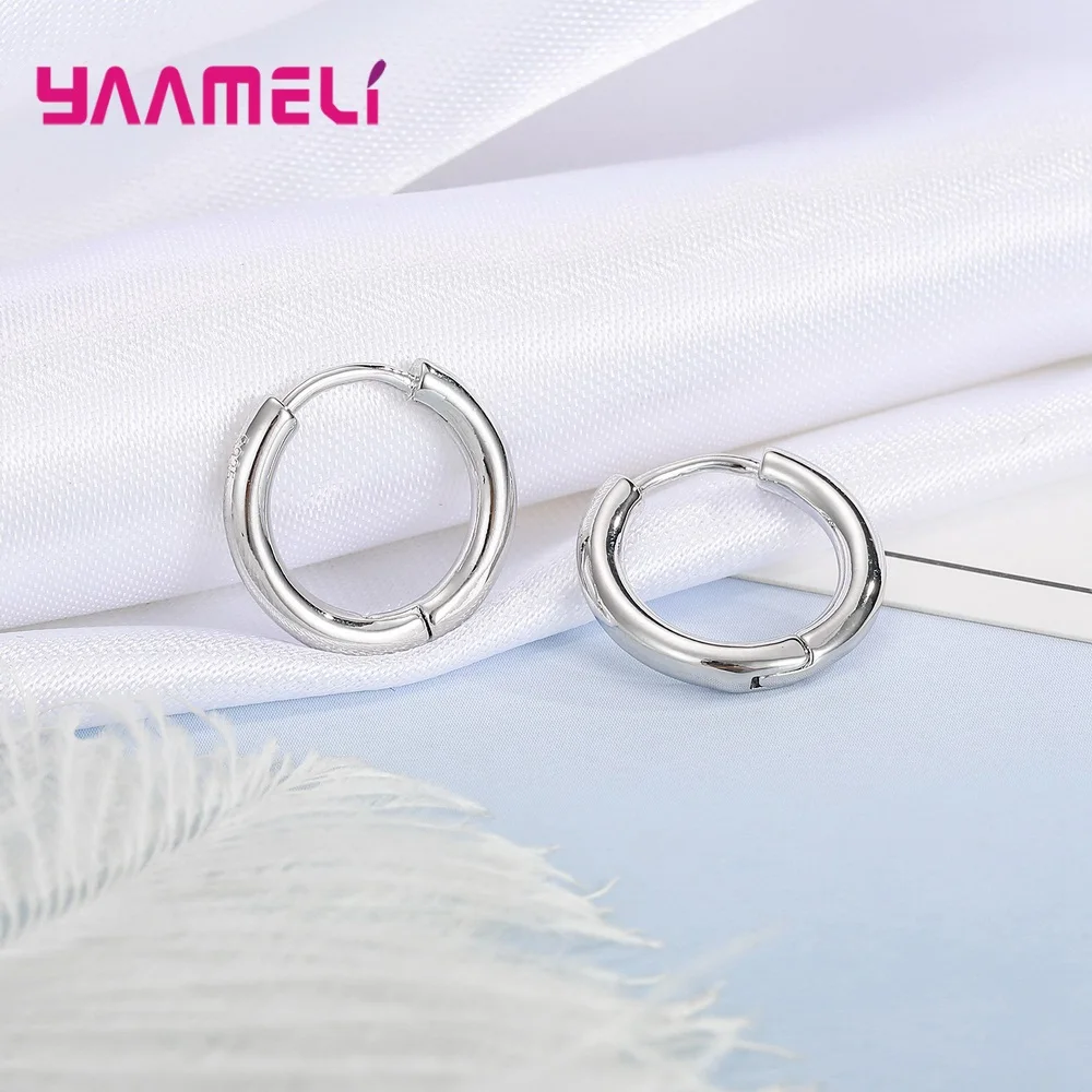 100% Real 925 Sterling Silver Earrings Statement Heart Star Square Round Geometric Hoop Flexible Earwire Leverback Women Jewelry