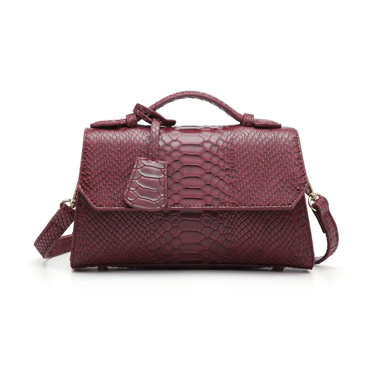 Snake Burgundy Модная бордовая женская кожаная сумка через плечо с узором питона, Новое поступление, сумки на плечо из змеиной кожи - Цвет: Snake Burgundy