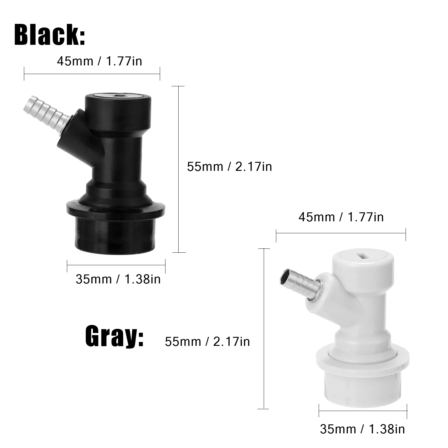 Beer Brewing Carbonation Cap with 5/16" Barb Ball Lock Disconnect Set Two Colors Optional