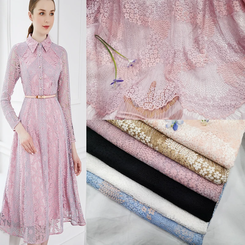 

2020 Sweet style tiny flowers lace fabric eyelash 1.5x1.5 meters=1 piece! 6 Colors in stock Pink, Blue, khaki, Light purple