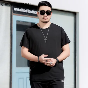 

Men Plus Fat Plus Size Solid Color Joker Round Neck Short Sleeve T Shirt