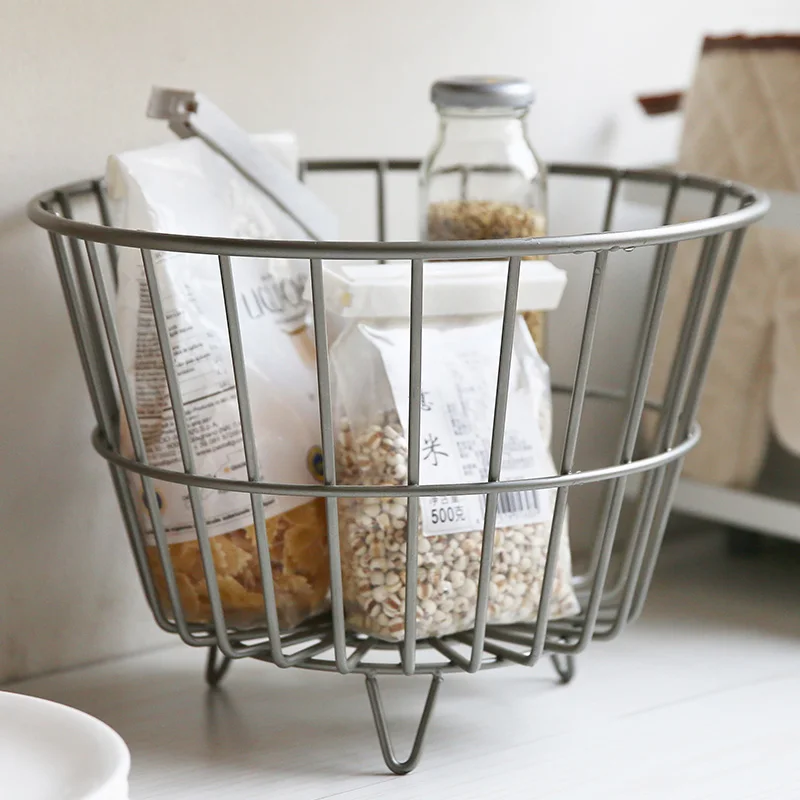 Stackable Storage for Home Kitchen Pantry Details about   3-Pk Farmhouse Wire Metal Basket Bin 