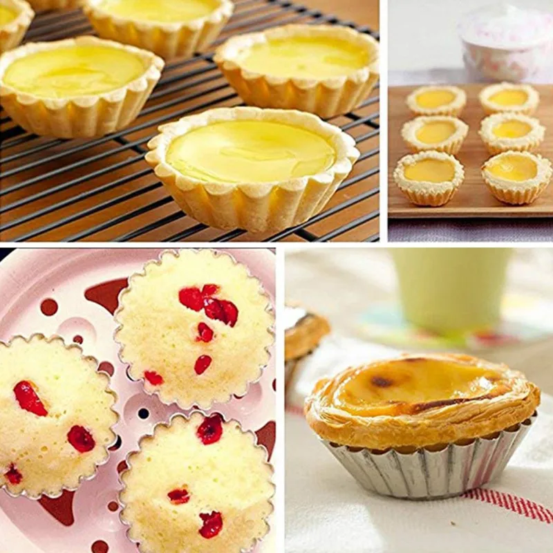 

DIY Egg Tart Molds Jelly Mold Cake Mold Tinplate Baking Tool Baking Mold Form for Cooking Kitchen Accessories 20pcs/set Cake Cup