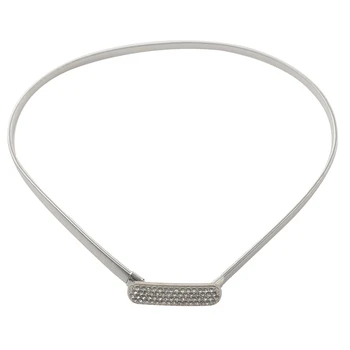 

Women Metal Rectangle DEcor Interlocking Buckle Elastic Waist Chain
