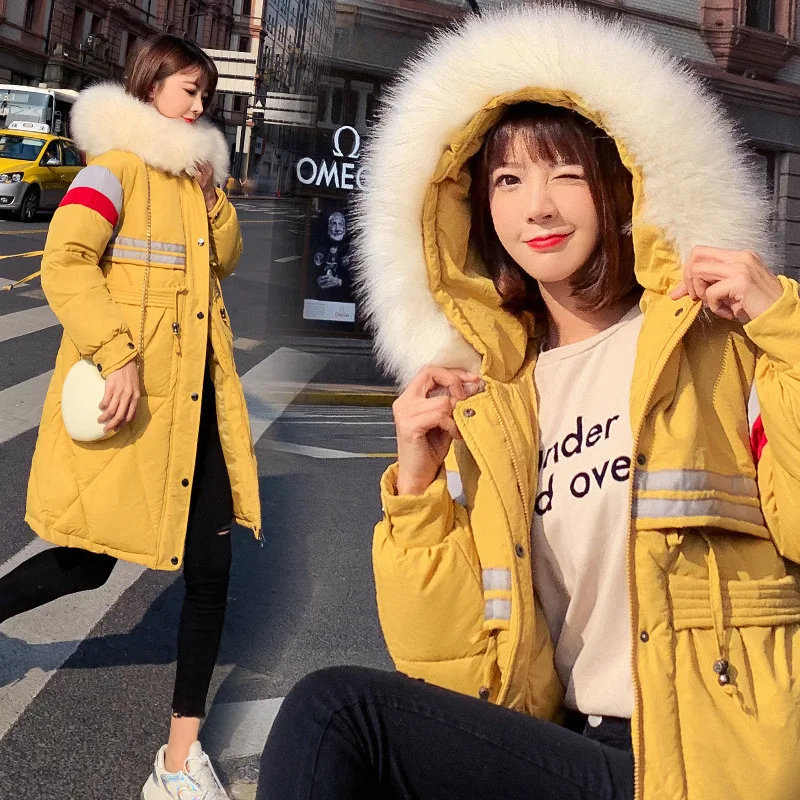 

2019 New Style down Jacket Cotton-padded Clothes Women's Korean-style Mid-length Loose-Fit Waist Hugging BF Cotton-padded Clothe