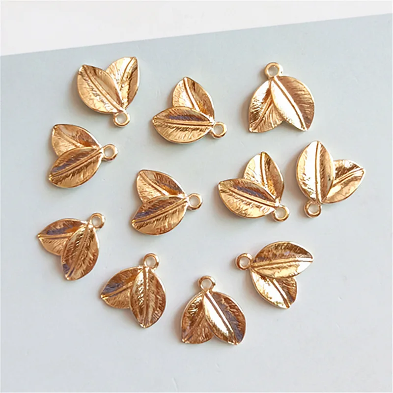 

10Pcs 14*15mm Gold Color Alloy Material small Leaf Charm Leaf Branch pendant for Wedding DIY Head Women Jewelry Making Wholesale