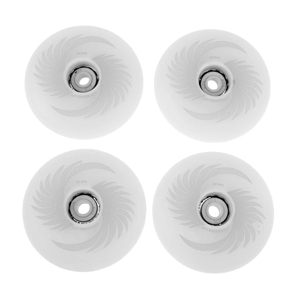 4 шт PU Магнитный фонарь коньки колеса для роликовые коньки - Цвет: 80mm White