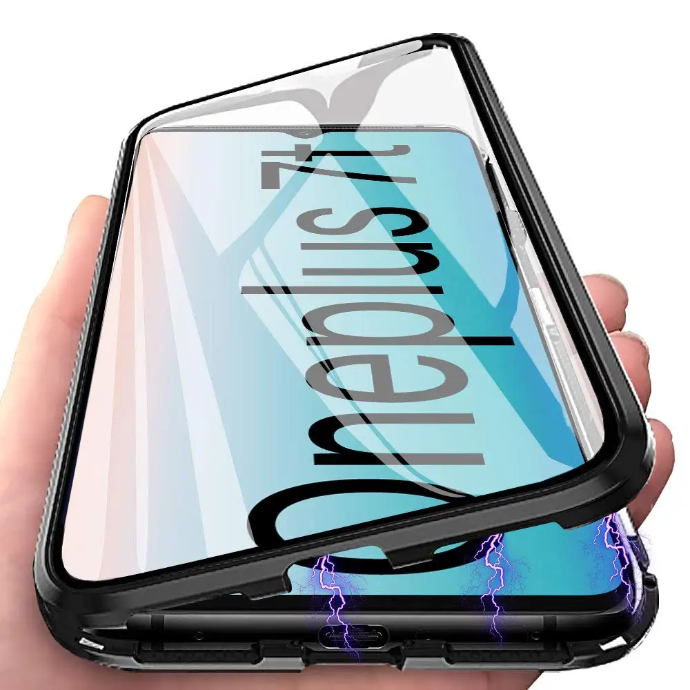 Магнитный чехол для Oneplus 7 7T 8 8T 9 Pro Nord Cover 2 в 1 металлический бампер с двухсторонним