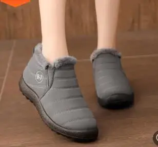 Female gray Г. Зимняя мужская теплая хлопковая обувь мужская водонепроницаемая хлопковая обувь с мягкой подошвой женские зимние ботинки ручной работы из двух хлопковых материалов, Размеры 35-47 - Цвет: Female gray