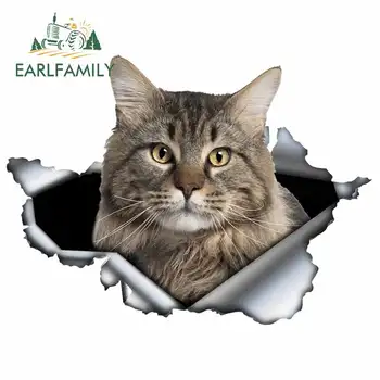 

EARLFAMILY 13cm x 9.7cm For Cat Funny Car Stickers Vinyl Material Decal Occlusion Scratch Waterproof for JDM VAN Decoration